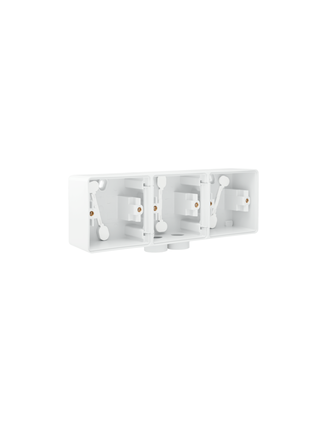 Triple boîte en saillie horizontal étanche aux projections d'eau avec une entrée M20 double pour trois fonctions, couleur blanc