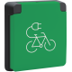Borne de recharge pour vélos étanche aux projections d'eau 16 A/250 Vac avec broche de terre, obturateurs de protection et avec bornes à vis, couleur noir