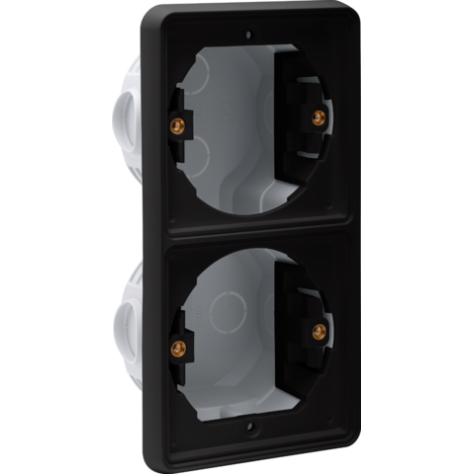 Boîte d'encastrement double verticale étanche aux projections d'eau pour deux fonctions, couleur noir