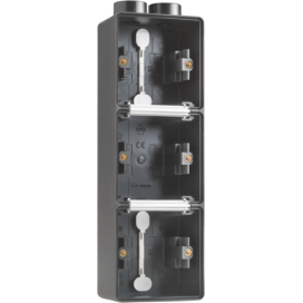 Triple boîte en saillie vertical étanche aux projections d'eau avec une entrée M20 double pour trois fonctions, couleur noir