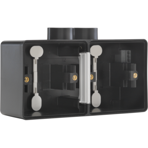 Boîte en saillie double horizontal étanche aux projections d'eau avec une entrée M20 double pour deux fonctions, couleur noir