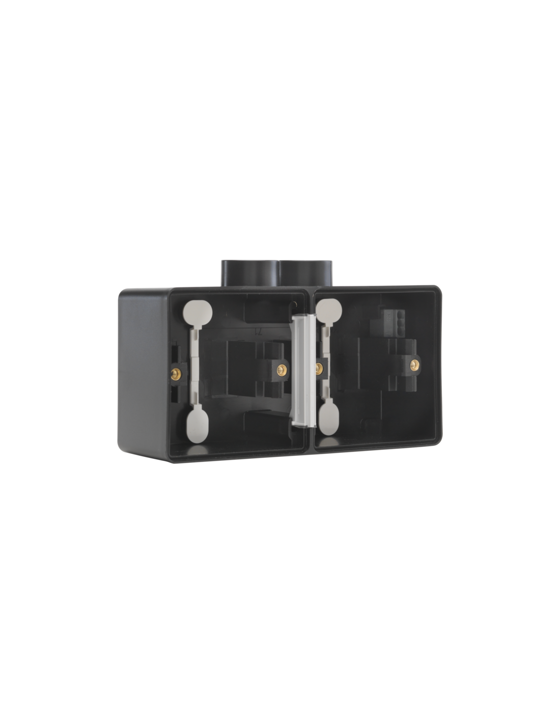 Boîte en saillie double horizontal étanche aux projections d'eau avec une entrée M20 double pour deux fonctions, couleur noir