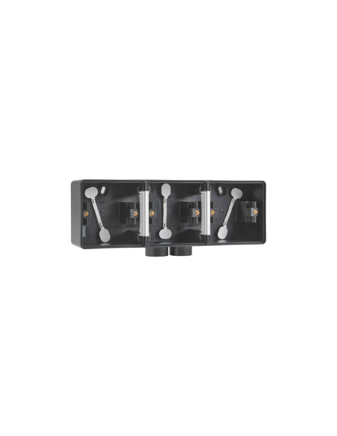 Triple boîte en saillie horizontal étanche aux projections d'eau avec une entrée M20 double pour trois fonctions, couleur noir