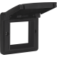 Cadre d’adaptation avec clapet pour fonctions 45 x 45 mm dans des boîtes de montage étanches, couleur noir