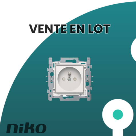 LOT - 100 Prises de courant Niko 2P+T 28,5 mm, bornes AUTO - white - 101-66600