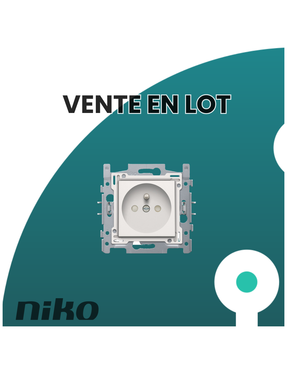 LOT - 100 Prises de courant Niko 2P+T 28,5 mm, bornes AUTO - white - 101-66600