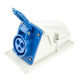 Socle de prise en saillie 90° IP44 - 2P+T 16A 250V - Bleu 6H - Câblage à vis
