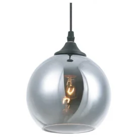 ROGODO - 1x E27 - acier / verre - max 60W - dia 140mm x 1200mm - noir/ gris fumé
