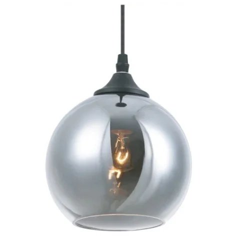 ROGODO - 1x E27 - acier / verre - max 60W - dia 140mm x 1200mm - noir/ gris fumé