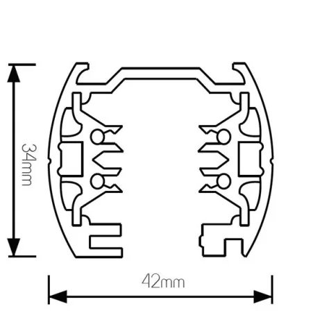 TRACK 3-phase - aluminium - max 16A - longueur 2930mm - 42mm x 34mm - noir