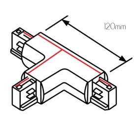 TRACK 3-phase T-connecteur droite - terre noir