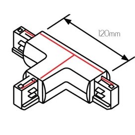 TRACK 3-phase T-connecteur gauche - terre blanc