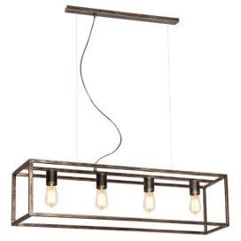 KAGO pendule rectangle - 4x E27 - acier - max 60W - 250mm x 1000mm - rouille