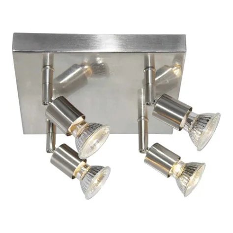 RUNE - 4x GU10 5W - 2700K - acier - 230mm x 230mm x 150mm - acier brossé