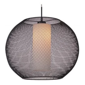 LUNKI - 1x E27 - acier / verre - max 60W - d 500mm x 1200mm - noir / verre blanc
