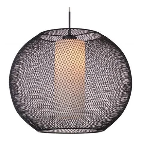 LUNKI - 1x E27 - acier / verre - max 60W - d 500mm x 1200mm - noir / verre blanc