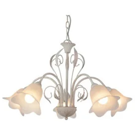 SURYA - 5x E14 - acier / verre - 40W - dia 677mm x 401mm - blanc antique
