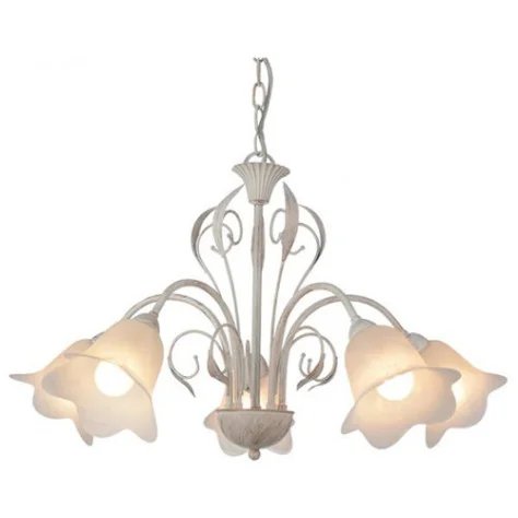 SURYA - 5x E14 - acier / verre - 40W - dia 677mm x 401mm - blanc antique