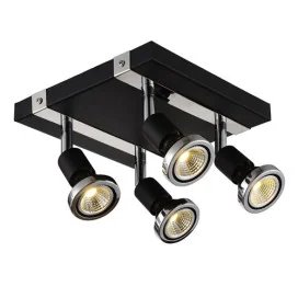 ROBUS - 4x GU10 5W - acier - 2700K - 200mm x 200mm x 77mm - noir mat / chromé