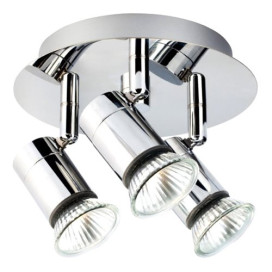 RIVERA 3x GU10 5W - acier - 2700K - IP44 - 160mm x 96mm - chromé