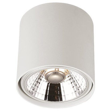 BOX rond - 1x AR111 12W - 30° - alu - 2700K - dia 120mm x 120mm - blanc mat