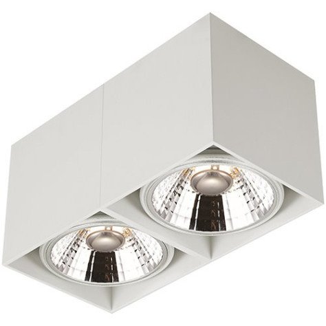 BOX carré - 2x AR111 12W - 30° - alu - 2700K - 120mm x 241mm x 120mm - blanc mat