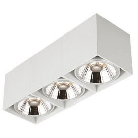 BOX carré - 3x AR111 12W - 30° - alu - 2700K - 120mm x 360mm x 120mm - blanc mat