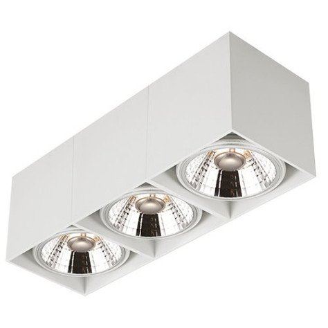 BOX carré - 3x AR111 12W - 30° - alu - 2700K - 120mm x 360mm x 120mm - blanc mat
