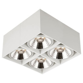 BOX carré - 4x AR111 12W - 30° - alu - 2700K - 241mm x 241mm x 120mm - blanc mat
