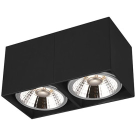 BOX carré - 2x AR111 12W - 30° - alu - 2700K - 120mm x 241mm x 120mm - noir mat