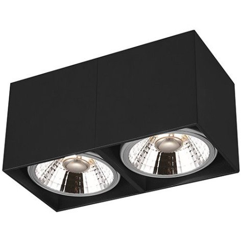 BOX carré - 2x AR111 12W - 30° - alu - 2700K - 120mm x 241mm x 120mm - noir mat