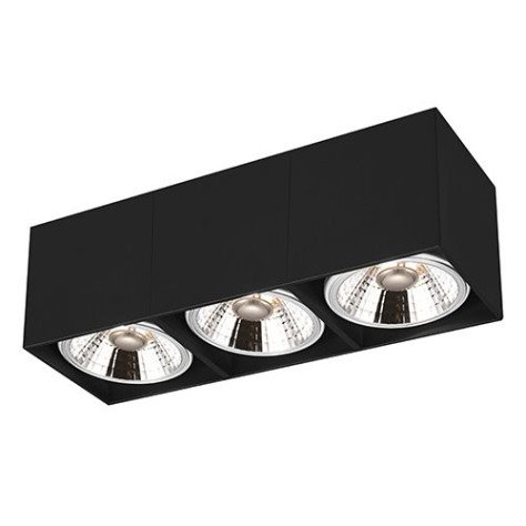 BOX carré - 3x AR111 12W - 30° - alu - 2700K - 120mm x 360mm x 120mm - noir mat