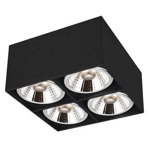 BOX carré - 4x AR111 12W - 30° - alu - 2700K - 241mm x 241mm x 120mm - noir mat