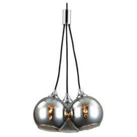 ROGODO - 3x E27 - acier / verre - max 60W - dia 340mm x 2000mm - noir/ gris fumé