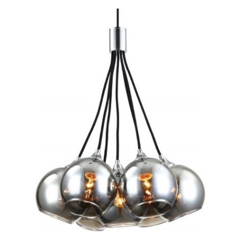 ROGODO - 7x E27 - acier / verre - max 60W - dia 450mm x 2000mm - noir/ gris fumé