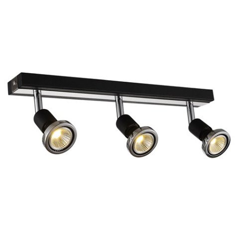 ROBUS - 3x GU10 5W - acier - 2700K - 51mm x 400mm x 77mm - noir mat / chromé