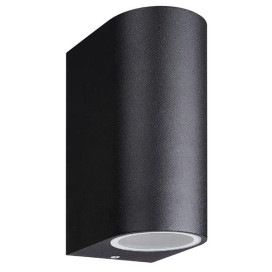 FLUX mural rond - 2x GU10 - alu - max 35W- 70mm x 95mm x 150mm- IP54- noir mat