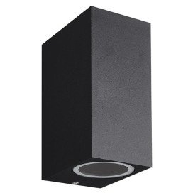 FLUX mural carré - 2x GU10 - alu- max 35W- 70mm x 95mm x 150mm- IP54- noir mat