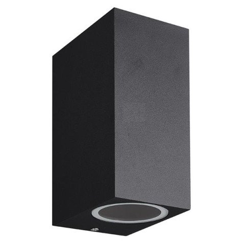 FLUX mural carré - 2x GU10 - alu- max 35W- 70mm x 95mm x 150mm- IP54- noir mat