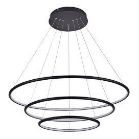 ANNU pendule 3 anneaux - SMD Led - 99W - alu / plexi - 3000K- dimmable- noir- 3m