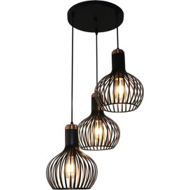 THAN pendule - 3x E27 - métal - max 60W -d235mm x 1200mm - noir / cuivre