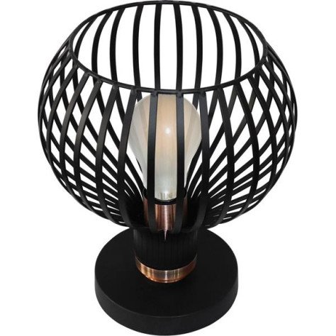 RAGA lampe de table - 1x E27 - max 60W - metaal -d235mm x 285mm - noir / cuivre