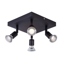 RUNE square - 4x GU10 4,2W - 2700K - 140mm x 200mm x 200mm - dim - noir