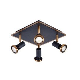 XZIBIT square - 4x GU10 5W incl. - 2700K - 105mm x 250mm - dim - noir / bronze