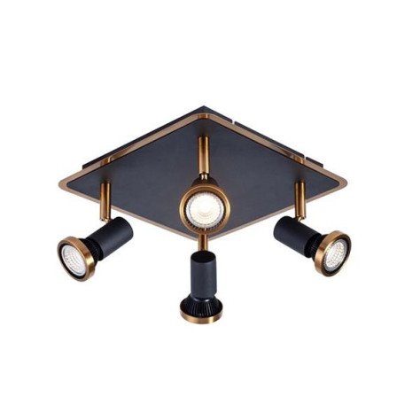 XZIBIT square - 4x GU10 5W incl. - 2700K - 105mm x 250mm - dim - noir / bronze