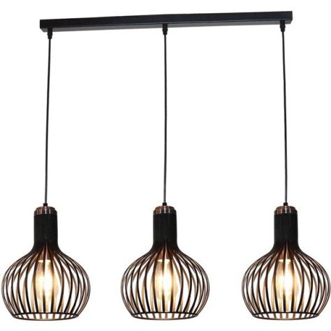 RAGA 3x E27 suspendu noir+cuivre