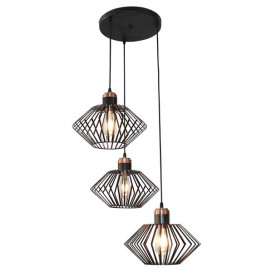 SHURU lustre 3x E27 noir + cuivre