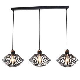 SHURU lustre 3x E27 noir + cuivre