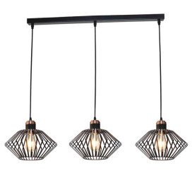 SHURU lustre 3x E27 noir + cuivre