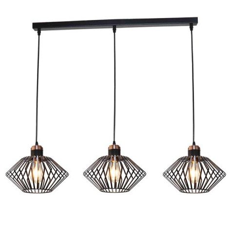 SHURU lustre 3x E27 noir + cuivre